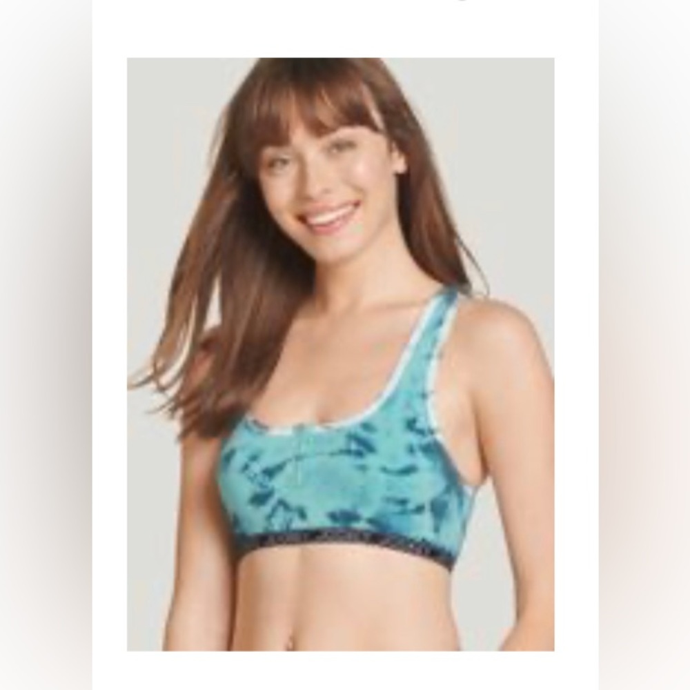 Jockey Modern Remix Bralette jade blue teal tie dye Large cotton lounge pull on
